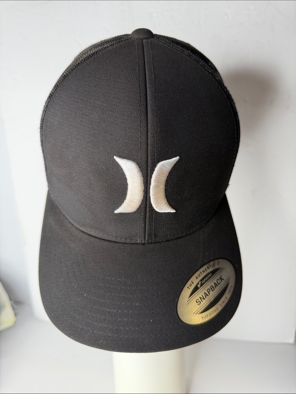Hurley Black Snapback Hat with White Logo